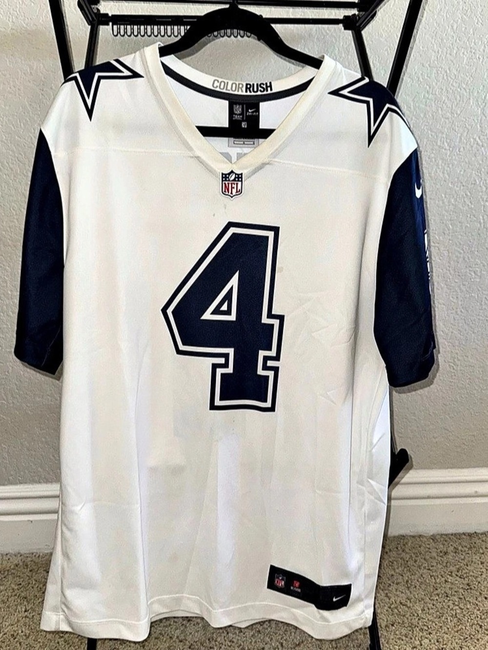 Nike Dak Prescott Dallas Cowboys Color Rush NFL Jersey Mens Large #4 White